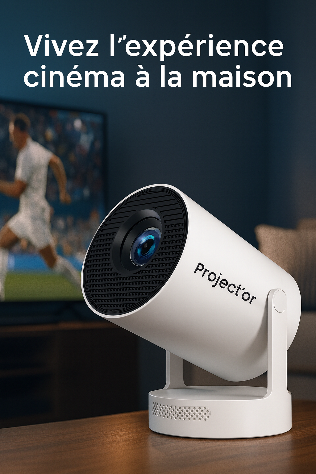 Mini Projecteur Portable HD 1080p  – WiFi, Bluetooth 5.4, Connexion HDMI/USB, Idéal Cinéma Maison et Extérieur