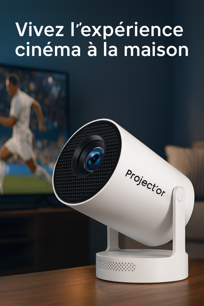 Mini Projecteur Portable HD 1080p  – WiFi, Bluetooth 5.4, Connexion HDMI/USB, Idéal Cinéma Maison et Extérieur