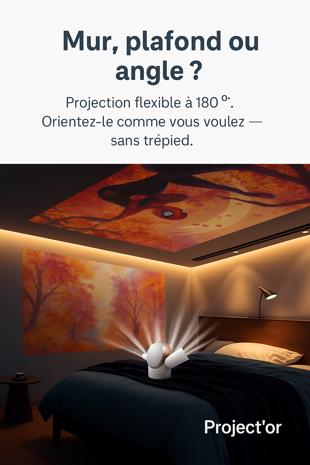 Mini Projecteur Portable HD 1080p  – WiFi, Bluetooth 5.4, Connexion HDMI/USB, Idéal Cinéma Maison et Extérieur