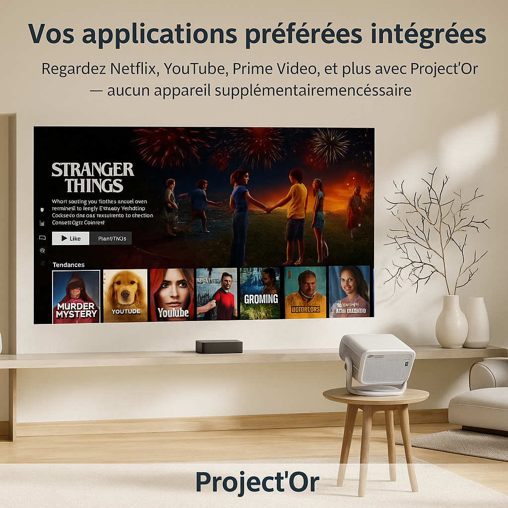 Vidéo Projecteur Android 13 TP350 – Full HD 1080p, 650 ANSI, Netflix Officiel, WiFi 6, Bluetooth 5.2, HDMI/USB – Auto Keystone